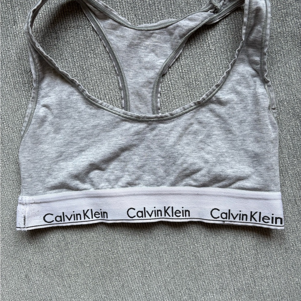 Calvin Klein Gray Sports Bra with Signature Elastic Band